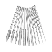 11PCS/Set 1/8" Shank Diamond Burr Bits Grinding Rotary Tools Kit Accessories