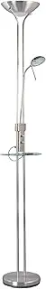 Lexi Lighting Seed USB 18W + 5W LED Mother and Child Floor Lamp, 2 Lights, Satin Chrome Metal Base, Glass Shade, Built-in Wireless Charger, Angle Adjustable, Functional and Ambient Lighting