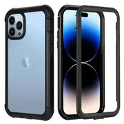 Apple iPhone 14 Pro Military Grade Shockproof Clear Heavy Duty Case Bumper Drop Protection Tough Cover (Black)
