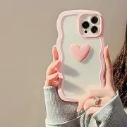 LIUJINCAN Compatible with iPhone 11 Pro Max Case 6.5" - Lovely 3D Heart Shaped Colorful Wave Side - Reinforced Corners Shockproof - Scratch Resistant Cute Clear Bumper Case for Women and Girls (Pink, 11 Pro Max)
