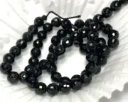 6mm Faceted Round Black Tourmaline Beads (15.5" strand, 66 beads)