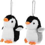 ADOCARN 2Pcs Miniature Penguin Plush Keychain Cute Animal Bag Charm Soft Stuffed Doll Key Holder for Backpack Decoration Party Favors Grey and Black