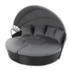 Sun Lounge Setting Wicker Lounger Day Bed Patio Outdoor Furniture Black Gardeon