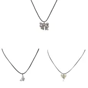 Exquisite Butterfly Bowknot Pendant Necklace Luxury Crystal Pendant Necklaces