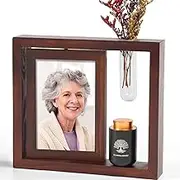 Small Urns for Human Ashes Keepsake with 4X6 Desk Picture Frame & Hydroponics Glass Vase, Memorial Keepsake Urn for Human Ashes, Mini Urns for Human Ashes, Small Urn Cremation