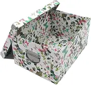 GUOZI Collapsible Storage Box, Decorative Memory box with Lid & Metal Reinforced Corners, Cardboard File Box with Handles, Organizer Gift Box for Keepsake Toy Photos Office Nursery Wardrobe Bookshelf
