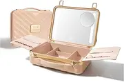ROWNYEON Travel Makeup Case With Light Up Mirror Portable Train Case Organizer Makeup Box for Girls Makeup Artist, Makeup Tools, Hairstylist Travel Makeup Case, Pink