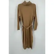 Banana Republic Womens Sweater Dress Size S Camel Belted Cowl Neck Casual