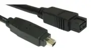 GA100598 GC1001 - 5 Metres 9PIN M TO 4 PIN M FIREWIRE 800-400 BLACK CABLE LEAD