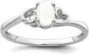 [JewelryWeb] 925 Sterling Silver Polished Simulated Opal Ring Band Style-Ring for Women