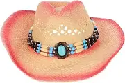 [Holibanna] Western Cowboy Beach Hat Summer Hats Denim Cowboy Hat Sunshade Hats for Women Ladies Sun Hat Women;s Hats Women's Cowboy Hats Men's Sun Hats Visor Hats for Women Straw Pink