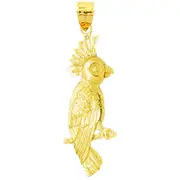 14K Gold Umbrella Cockatoo Pendant