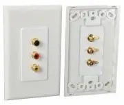 RCA Stereo Speaker Terminal Socket Wall Plate Red and Black 3 Way Gold Plated