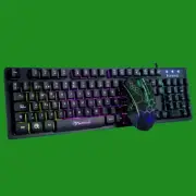 Marvo KM409 Wired Gaming Keyboard & Mouse Bundle, 7 Colour LED Backlit, USB 2.0
