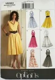 Vogue 8383 Misses Dress & Tie Belt 6 Styles Sz 14-20 Vtg Sewing Pattern