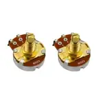 2 x Brass Guitar Bass Potentiometers Pots Long Shaft A250K/B250K/A500K/B500K