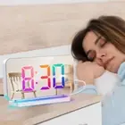 RGB Color LED Digital Alarm Clock With Mirror Surface Adjustable Volumes Dimmer