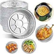 RAYWE 50PCS 8 Inch Disposable Aluminum Foil Plates Round Tin Foil Pie Pans for Air Fryers Baking Cooking Storage Roasting