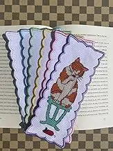 6pcs of Cats Cross Stitch Bookmark ktis, 100% Cotton,8.5x20cm aida Fabric Bookmarks, 14count Counted bokmark Cross Stitch Kits