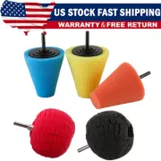 5pcs Foam Drill Polishing Cone Ball Pads Car Hub Waxing Buffing Wheel Polisher /