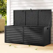 390L Gardeon Outdoor Storage Box Container Lockable Cabinet Garden Bench Shed Tools Toy All Black