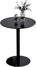 Round Bar Height Cocktail Table Bistro Pub Table Small Side End Table Accent Table Metal Patio Dining Table Black Leg and Base Coffee Table(60x72cm)