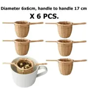 Vintage Small Round Bamboo Handle Tea Strainer Basket More Flavor Handcraft Home