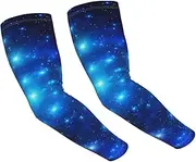 [FHEDVBN] Blue Shining Stars Arm Sleeves Compression Arm Covers for Men Women Outdoor Sun Sleeves Cooling Sports Sleeve, Black