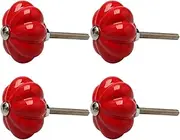 Ceramic Knob,Cabinet,Furniture Pull Handles,Door Pull,Drawer Pull Handle,4pcs Ceramic Knobs Drawer Pumpkin Shape Pull Handle Furniture Door Cabinet Cupboard Wardrobe Dresser Replacement Red