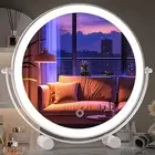 10-inch Lighted Makeup Mirror with Magnification, White Frame Rechargeable