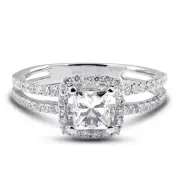 2.13ct F-SI1 Princess Earth Mined Certified Diamonds 18k Gold Halo Accent Ring