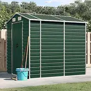 Outdoor Storage Shed with Sloping Roof, Metal Tool Shed for Home/Backyard/Garden Tools/Lawn Care Equipment/Furniture/Pool Supplies, 191 x 215 x 198 cm, Galvanised Steel