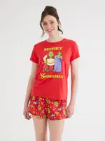 Shrek Clothes & Merchandise Women's Elasticated Waist Shrek Pyjama Set, Red, Size 8