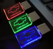 USB Flash Drive 2.0 Metal Stick Chevrolet Fan Lover Gift Car Logo Cool LED Light