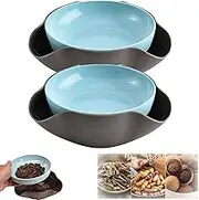 Shell Collecting Snack Bowl, Pistachio Bowl with Shell Storage, Divided Nut Snack Bowl with Trash Can, Nut Double Dish with Tools, Sunflower Seed Cherries Fruits Candy (2pcs)