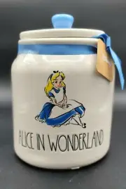 Rae Dunn Disney "ALICE IN WONDERLAND” Canister Jar with Blue Ribbon & Handle