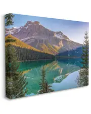 Stupell Industries Reflective Mountain Lake Landscape Sunny Sky Stretched Canvas Wall Art by Dave Gordon