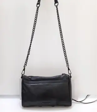 Rebecca Minkoff MINI MAC專櫃正品 黑色鍊帶牛皮基本款 手拿/側背/肩背/斜背包(黑鍊/黑色)