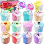 Unicorn Butter Slime Kit 13-Pack DIY Non-Sticky Party Favors for Kids Gifts
