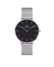 Daniel Wellington Petite 36 Sterling Silver & Black Watch