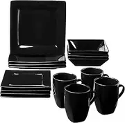 [10 Strawberry Street] Nova Square 16 pc Dinnerware Set, Black