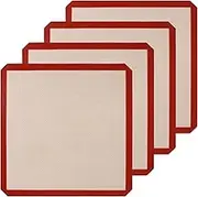 4 Pack Reusable Square Silicone Baking Mat for 12 Inch Cake Pan, 12x12 Cheesecake Pan/Toaster Oven/XL Air Fryer, 12" Square Food Grade Silicone Mat for Baking Sheet for Cake/Pastry/Torte/Pie