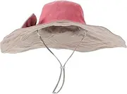 [BESPORTBLE] Big Brim Hat Wide Brim Sun Hat Fishing Bucket Hat Beach Decorative Sun Hat Sun Visor Hats Fishing Hat Hats Large Sun Hat Wide Anti-uv Decorate Miss Cotton Pink