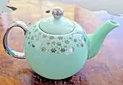 Ciroa Green Teapot With Silver Snowflakes