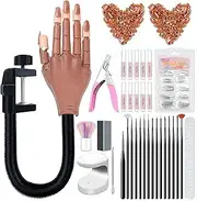 Acrylic Nails - Flexible Hand for Nail Practice Hand for Nail Design Nail Practice Tool Set - Fake Mannequin Hands for Practice