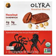 Olyra, Organic Breakfast Biscuits, Hazelnut Cocoa Sandwich, 4 Packs, 1.32 oz (37.5 g) Each