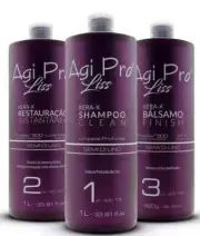 Agi Max Pro Liss Kera-X 3x1L Kit Brazilian Hair Straightening Linseed System