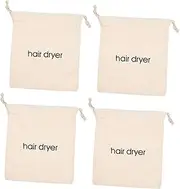 4 Pack Canvas Hair Dryer Bag Set Drawstring Storage Bags for Hair Dryer Portable Reusable Washable for Travel Home Office
