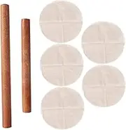 STOBAZA 1 Set Dough Rolling Stick Wooden Rolling Pin with Steamer Mats Non Stick Kitchen Tools for Baking Pizza Pasta Cookies More