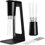 PUSEE WDT Tool Espresso,Magnetic Coffee Stirrer 0.25mm 9 Prong Espresso Distribution Tool with 16 Extra Needles for Espresso Stirrer Coffee Stirring Tool with Stand for Barista Espresso Accessories